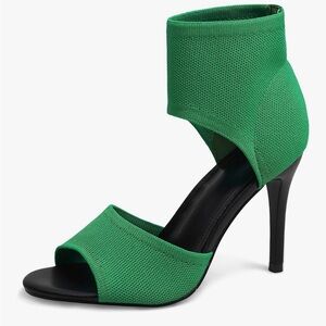 Women Peep Toe High Heels 3 Inch Stiletto Sandals Stretch Knit Open Toe Shoes
